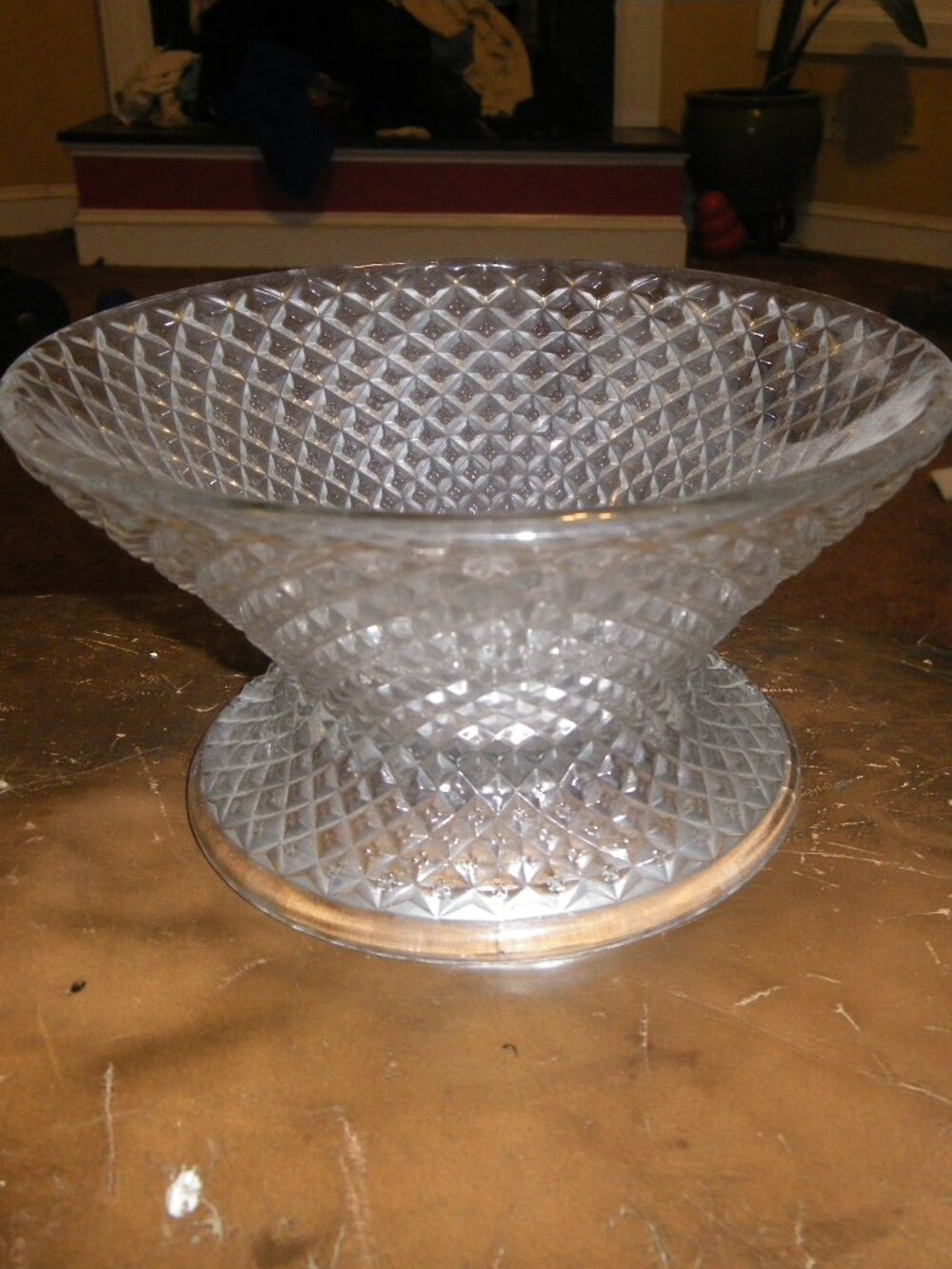 Vintage Thick Crystal Pedestal Decorative Bowl Classic Home Decor